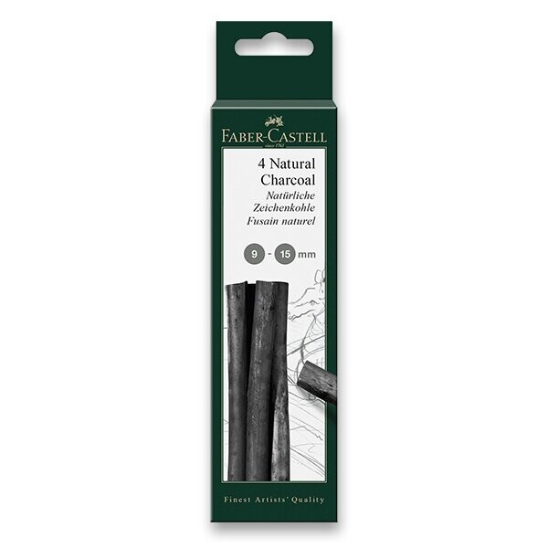 Faber-Castell Pitt Monochrome přírodní uhel 4 ks, 9-15 mm