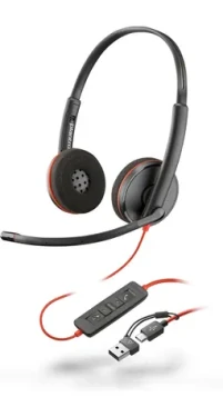 Poly Blackwire 3220 černá / Náhlavní souprava / mikrofon / dvě sluchátka / USB-C/A (8X2J9A6)