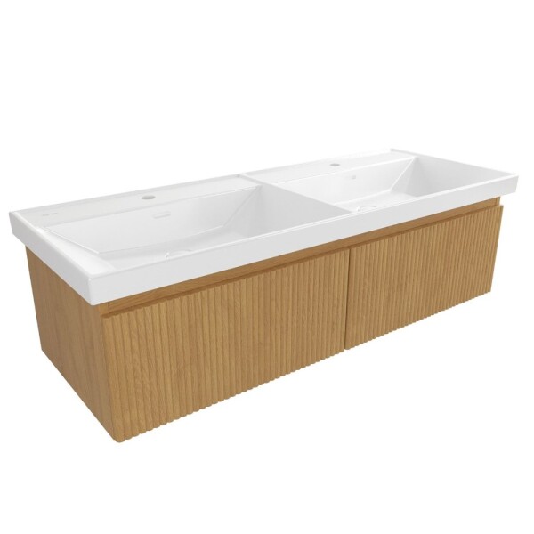 Koupelnová skříňka s umyvadlem SAT Evolution 118x30x44,5 cm dub medový mat SATEVO120DMU4 SATEVO120DMU4