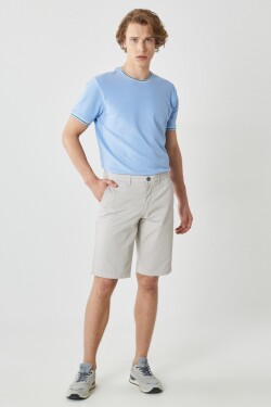 AC&Co Altınyıldız Classics Men's Stone Slim Fit Slim Fit Dobby Shorts 100% Cotton Casual Chino Shorts