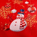 DumDekorace Červený prošívaný vánoční přehoz se sněhuláky - stylová zimní dekorace na postel Šířka: 170 cm | Délka: 210 cm