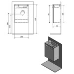 AQUALINE - ZOJA skříňka s keramickým umyvadlem 40x22 cm, dub platin 51049DP-02