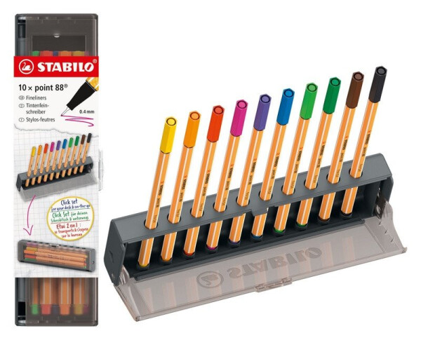Jemný liner STABILO Point 88, 10ks Click Set