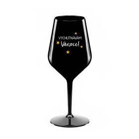 VYCHUTNÁVÁM SI VÁNOCE - černá nerozbitná sklenice na víno 470 ml
