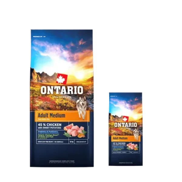 Ontario Adult Medium Lamb Brown Rice 2x12kg + Barel ZDARMA / Granule pro dospělé psy
