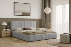 FRONTI Postel RIMINI 120x200 s úložným prostorem - bouclé - šedá