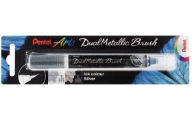 Pentel Dual Metallic Brush štětečkový popisovač - stříbrný