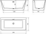 MEXEN/S - Volta vana volně stojící rohová 150 x 75, bílá/černá, sifon a přepad zlatá kartáčovaná 51131507575-55