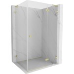 MEXEN/S - Lunar L sprchový kout dveře křídlové pravá 90 x 80, transparent, zlato kartáčovaná 834L-090-080-55-00-P