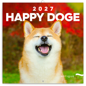 Nástěnný kalendář poznámkový 2027 Notique Happy Doge, 30 x 30 cm
