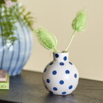 Bloomingville Keramická vázička Fian Blue, modrá barva, keramika