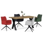 Stůl jídelní, 160x90x75 cm, masiv dub, kovové podnoží ve tvaru písmene "X" , černý lak