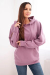 Dámská mikina s kapucí a klokaní kapsou z pletací bavlny tmavě růžová S