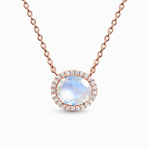 Royal Fashion náhrdelník 14k zlato Vermeil GU-DR22118N-ROSEGOLD-MOONSTONE