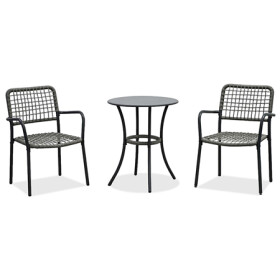 Balkónový set 1+2, stůl 60x60, židle umělý ratan barva antracit, kov antracit