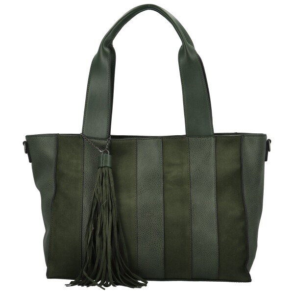 Trendy dámská koženková kabelka na rameno Marga, tmavě zelená