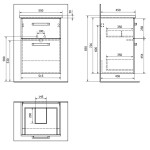 AQUALINE - VEGA umyvadlová skříňka 51,5x72,6x43,6cm, 2x zásuvka, bílá VG053