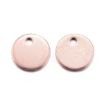 Přívěsek z nerezové oceli pro gravírování - růžově zlatý - placička - 8 x 8 x 1 mm - 1 ks