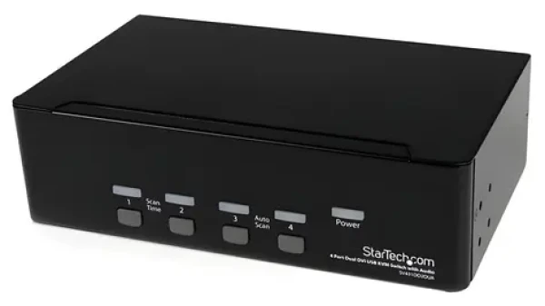 StarTech 4-portový Dual DVI USB / KVM přepínač / 4× USB 2.0 / max. 2048×1536 / černá (SV431DD2DUA)