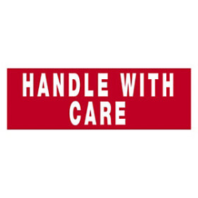 Výstražné etikety, 165x55mm, HANDLE WITH CARE
