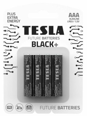 TESLA BLACK+ alkalická baterie AAA 4 ks / LR03 / mikrotužková / blister             (14030420)