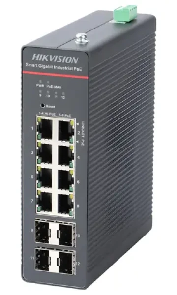 Hikvision DS-3T1512HP-SI-8P4F / Switch / 8x Gigabit PoE (90W) / 4x Gigabit SFP / 300W / průmyslový (DS-3T1512HP-SI-8P4F)