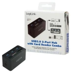 LogiLink USB Hub s čtečkou karet černá / USB hub / 3x USB-A / Čtečka SD, microSD, M2, MS, CF (CR0042)