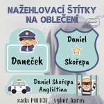 45x nažehlovací jmenovky pro děti sada POLICIE