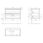 AQUALINE - PANEDA STRIP umyvadlová skříňka 89,5x55x45,2cm, dub emporio PN390