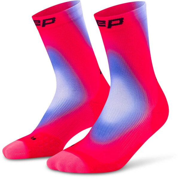 CEP dámské běžecké kompresní vysoké ponožky EDT. GRADIENT - pink/blue Velikost: II (Vel. chodidla 34-37)