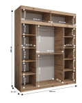 Šatní skříň Abi T1 s nástavcem Barva korpusu: Bílá, Rozměry: 250 cm, Dveře: Dub artisan