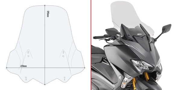 D2133St plexi čiré Yamaha T-Max 530 (17-19)/T-Max 560 (20-21), vxš595x610 mm