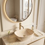 REA - Umyvadlo na desku Freja - Travertine Matt REA-U6689
