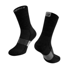 Ponožky FORCE NORTH termo, černo-šedé (barva černo-šedá, velikost L/XL)