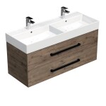 Koupelnová skříňka s černou úchytkou a umyvadlem SAT Cube Way 120x53x46 cm dub Wellington mat CUBE46C1202DWSAT CUBE46C1202DWSAT