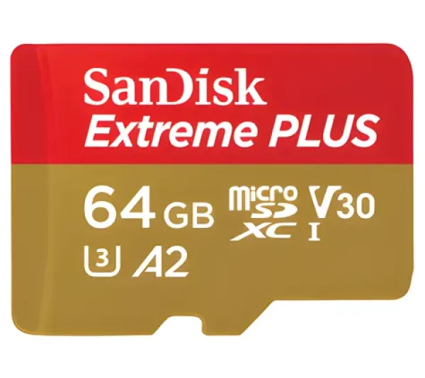 SanDisk Extreme Plus microSDXC 64GB + adaptér / Paměťová karta / Class 10 / UHS-I U3 / A2 / V30 (SDSQXBU-064G-GN6MA)