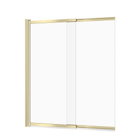 CERSANIT - Vanová zástěna LARGA, zlatá mat, dvoukřídlá, 140x115, posuvné, čiré sklo S164-071
