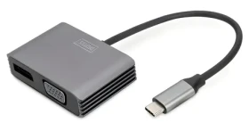Digitus černá / Adaptér / USB-C - DisplayPort/VGA / 4K/30Hz / 20 cm (DA-70827)
