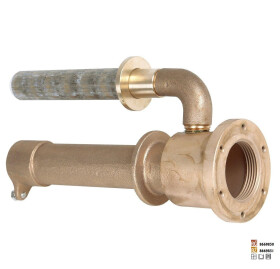 Vagnerpool Hugo Lahme průchod stěnou 1½“ int. pro hydromasážní trysku – hloubka 240 mm, napojení 1“ int. a ½“ int.