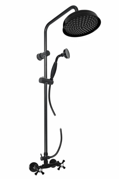 SLEZAK-RAV - Vodovodní baterie sprchová MORAVA RETRO s hlavovou a ruční sprchou, Barva: černá matná, Rozměr: 100 mm MK381.0/7CMAT