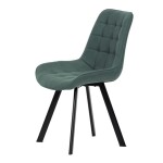 Židle jídelní, zelená látka v dekoru broušené kůže, černý kov