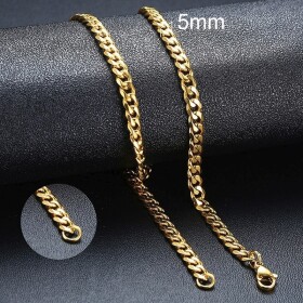 Pánský ocelový náhrdelník Erich Gold, 5 mm řetízek - chirurgická ocel, Zlatá 5 mm 55 cm