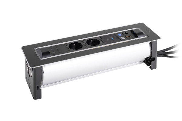 Versalogic VersaTurn 2x 230V, 2x USB A/C 5V, 1x RJ45, HDMI, černé sklo (468927)