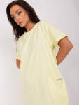Světle žluté mikinové basic šaty kapsami