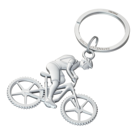 TROIKA klíčenka - horské kolo, kovová, matná, stříbrná