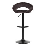 Židle barová, hnědá sametová látka, černá podnož