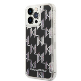 Pouzdro Karl Lagerfeld Monogram Liquid Glitter iPhone 14 Pro Max černé