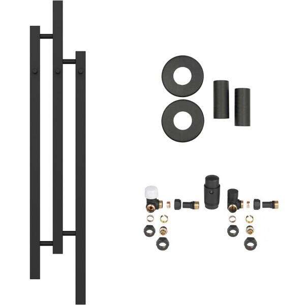CERANO Koupelnový radiátorový set Fabiano - ústřední vytápění - boční připojení - 251W - černá matná - 1200x220 mm