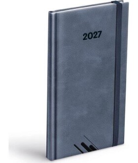 Diář 2027 T806 PU šedý s gumkou 90x170mm
