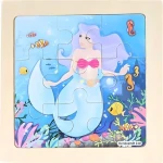 Dřevěné puzzle Mořská víla Fialka 9 dílků